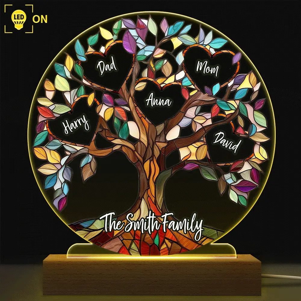 Family Unbreakable Bond Tree Of Life - Personalized 3D Led Light Wooden Base - Image 2