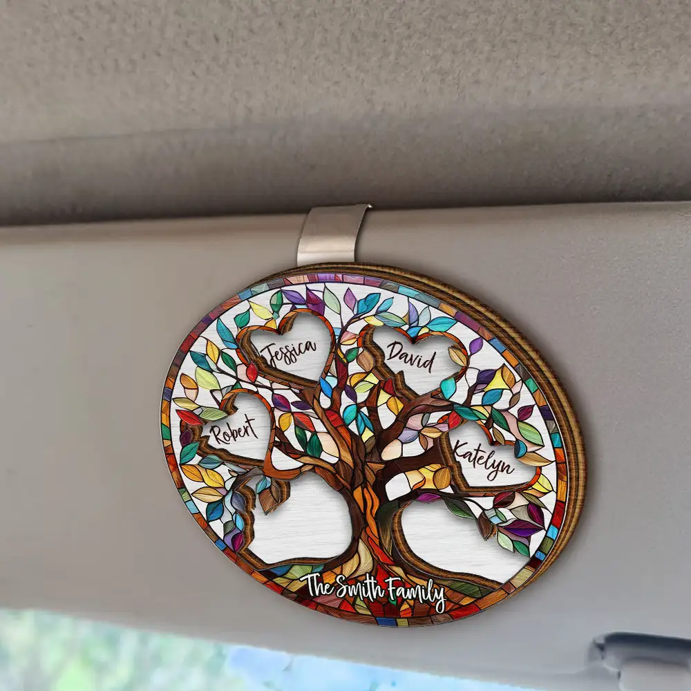Family Unbreakable Bond Tree Of Life - Personalized Custom Shaped Car Visor Clip - Image 2