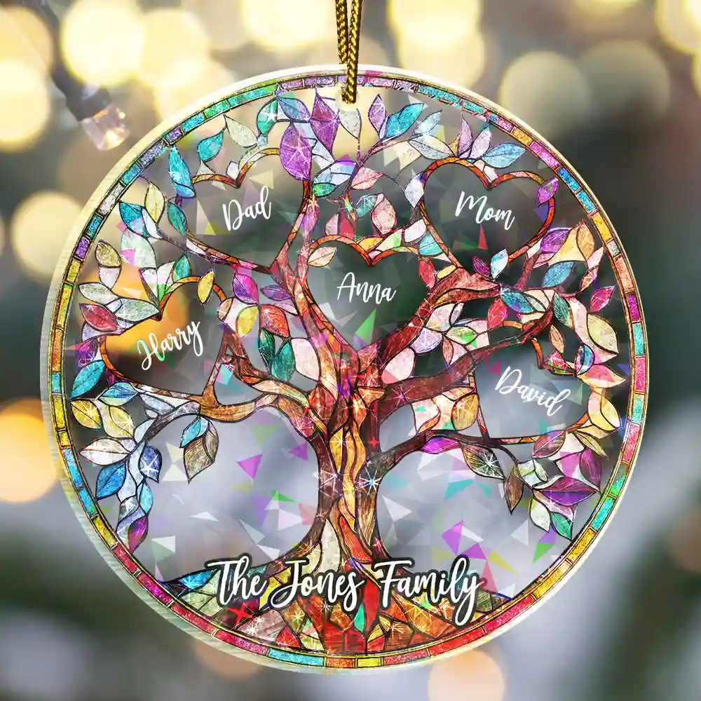 Family Unbreakable Bond Tree Of Life - Personalized Holographic Acrylic Ornament - Image 3