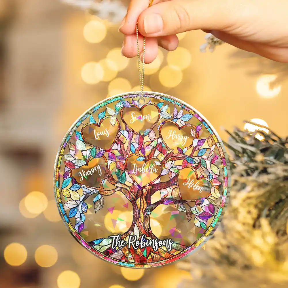 Family Unbreakable Bond Tree Of Life - Personalized Holographic Acrylic Ornament - Image 4