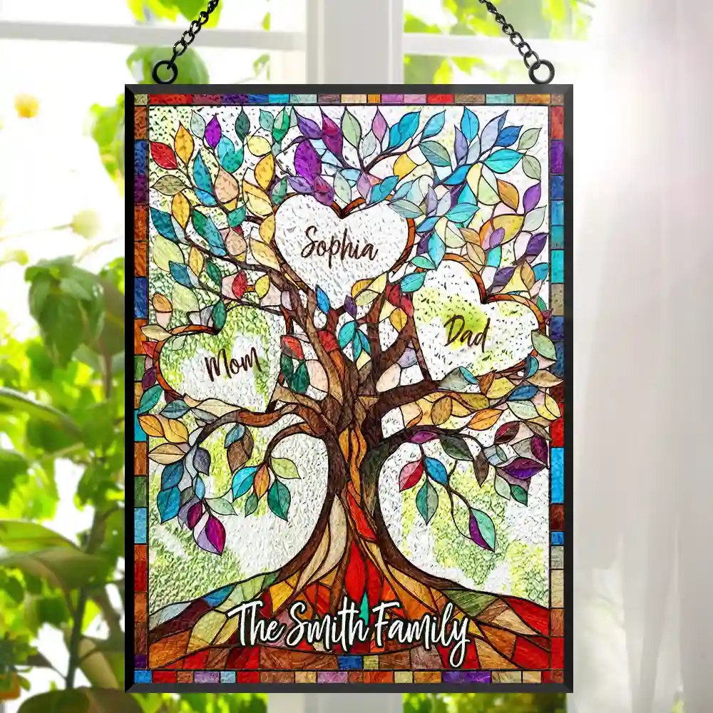 Family Unbreakable Bond Tree Of Life - Personalized Vertical Stained Glass Suncatcher