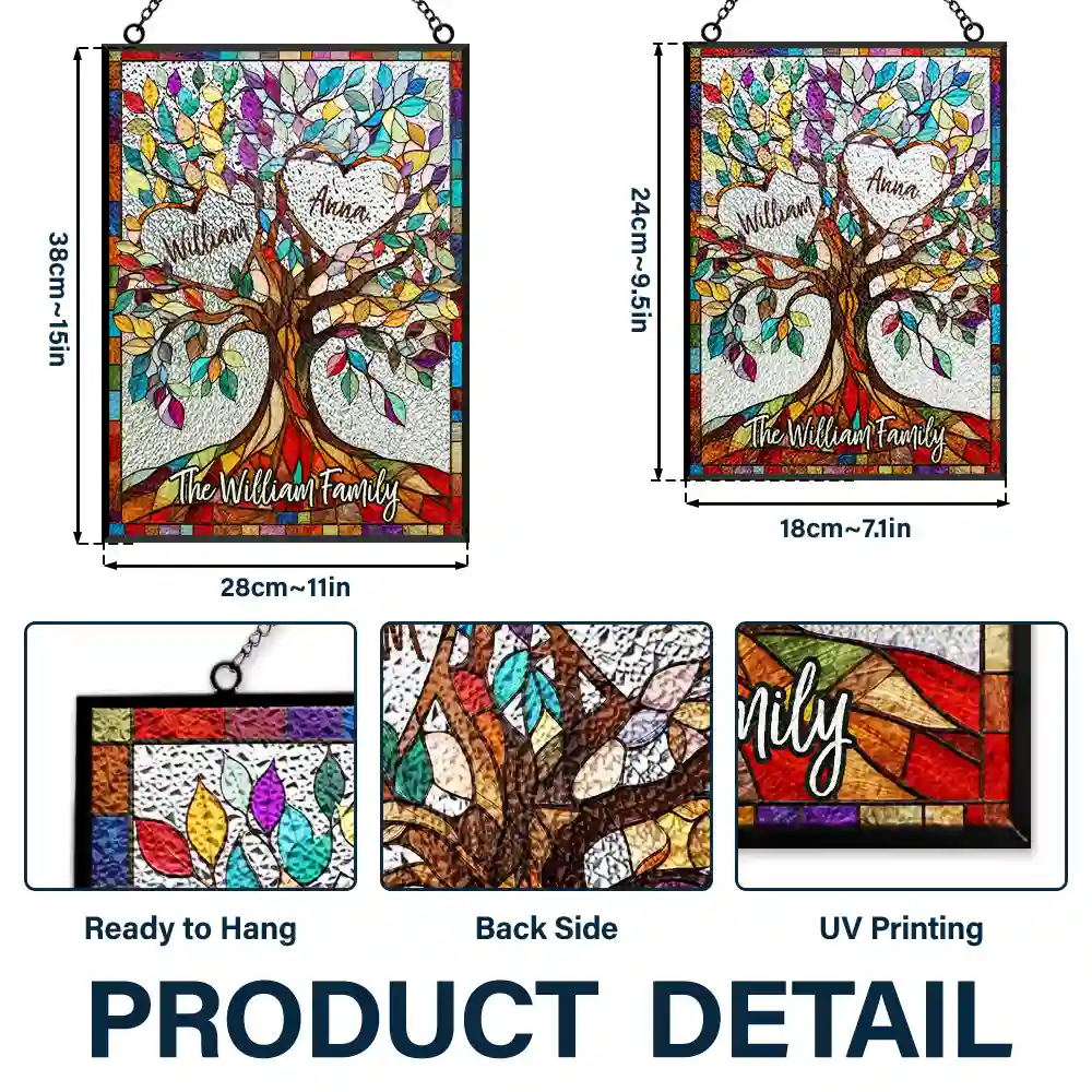 Family Unbreakable Bond Tree Of Life - Personalized Vertical Stained Glass Suncatcher - Image 3