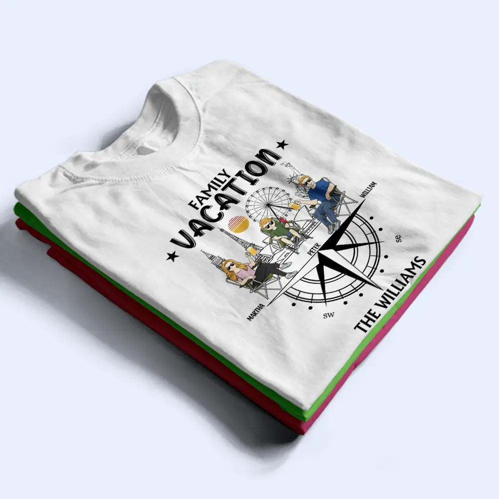 Family Vacation Compass - Personalized T Shirt - Image 2