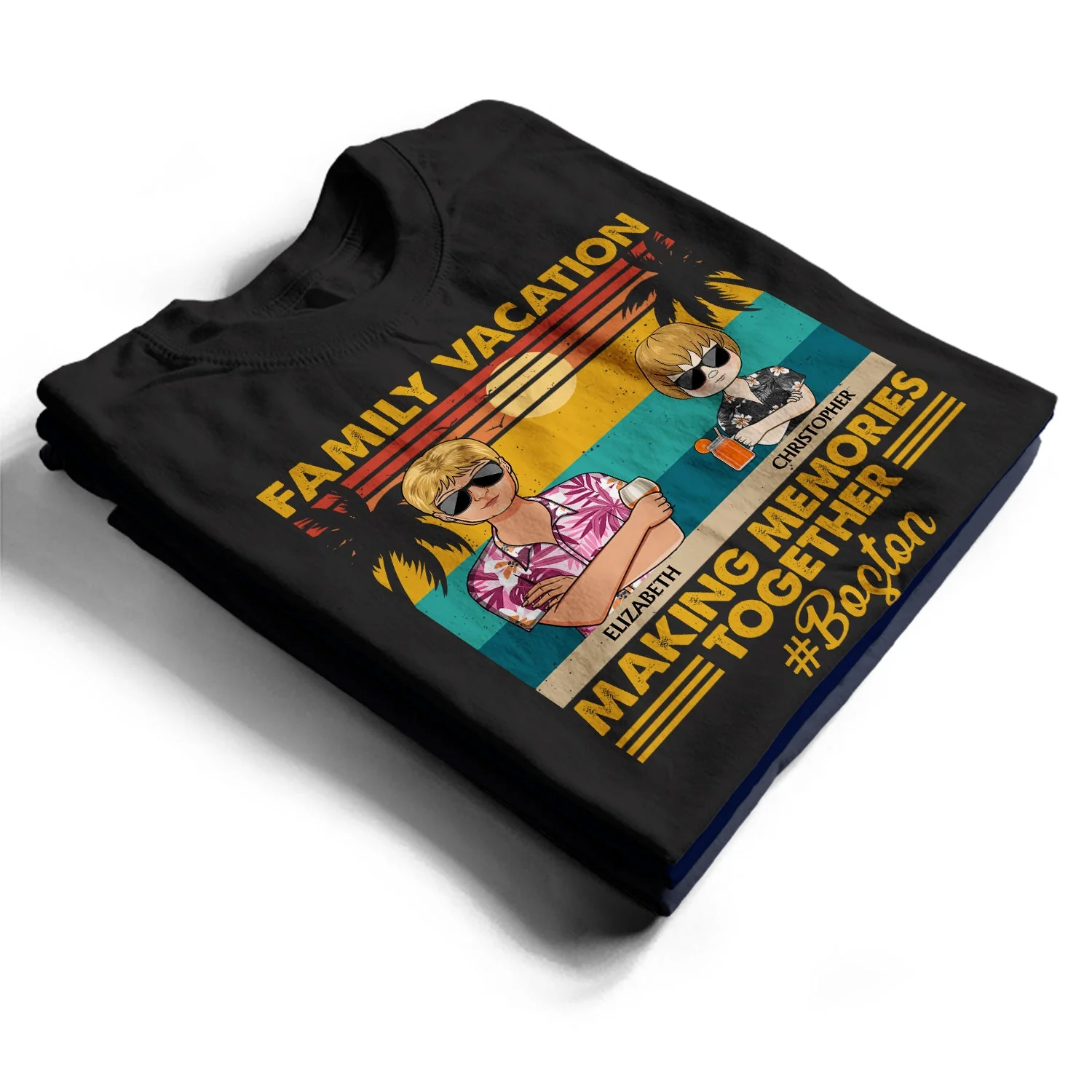 Family Vacation Making Memories Together Traveling Beach - Funny, Holiday Gift For Husband, Wife, Couples - Personalized Custom T Shirt - Image 2