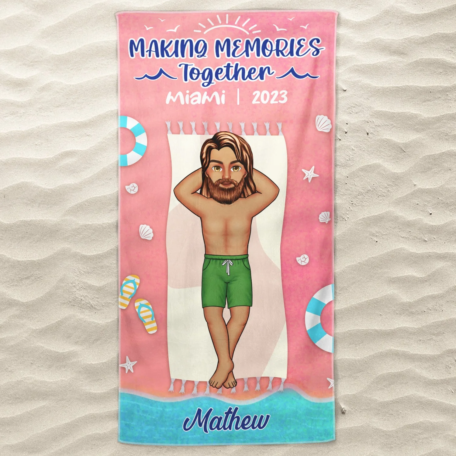 Family Vacation Vacay Mode - Gift For Family - Personalized Custom Beach Towel - Image 3