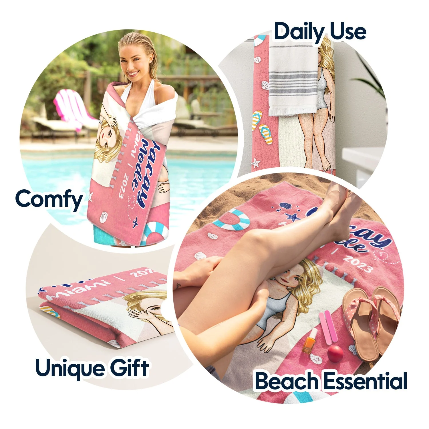 Family Vacation Vacay Mode - Gift For Family - Personalized Custom Beach Towel - Image 5