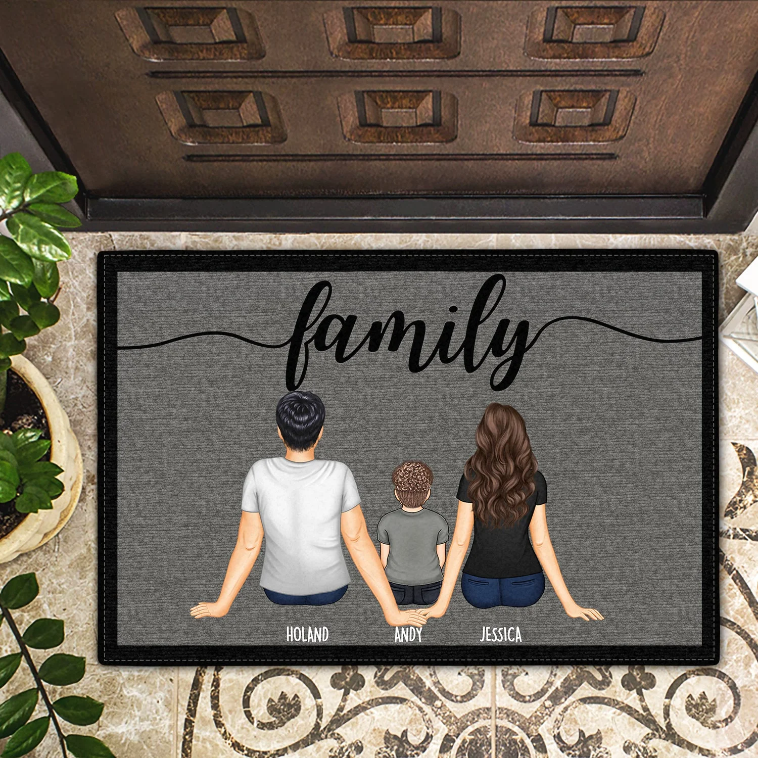 Family - Welcome Mat, Housewarming Mat - Personalized Doormat - Image 2