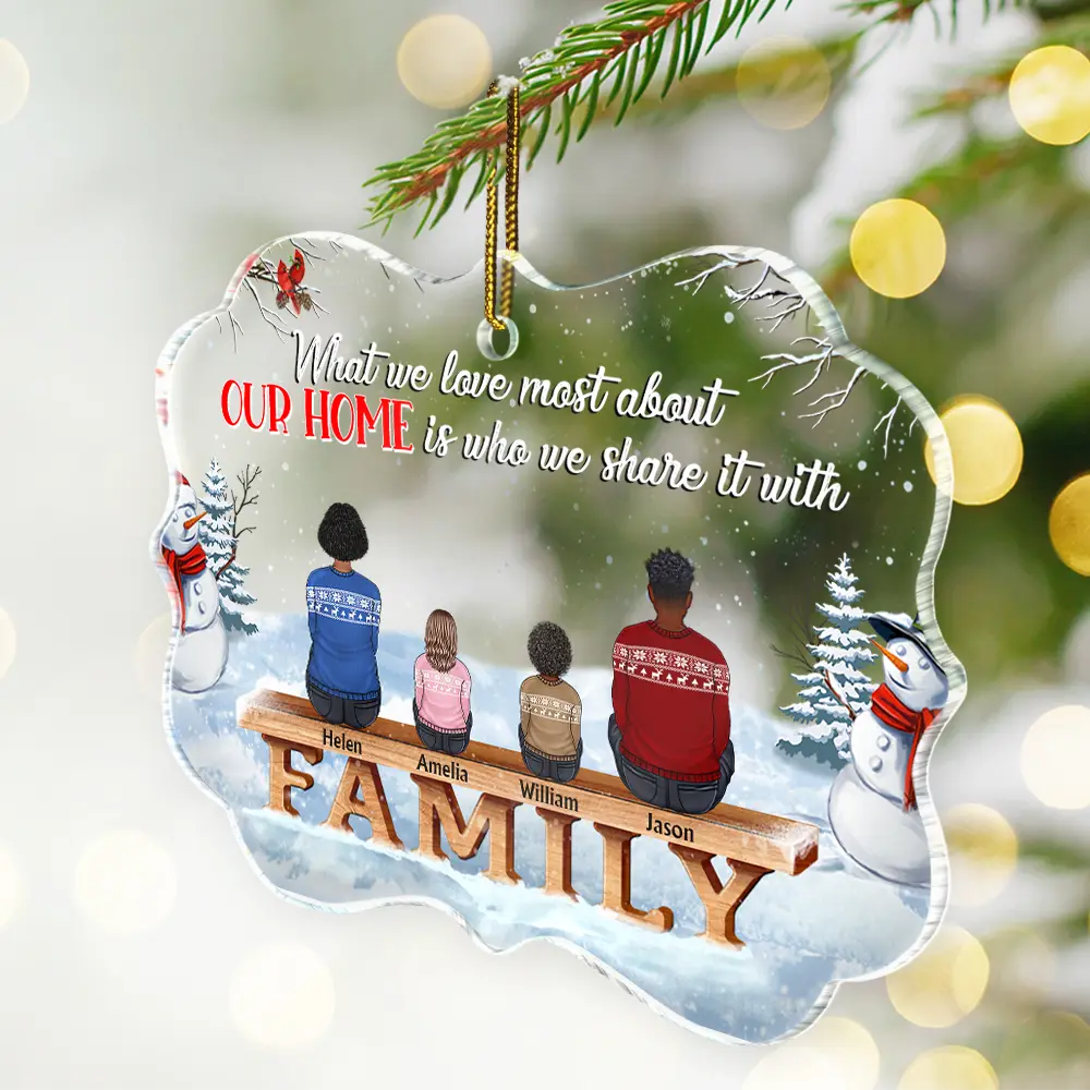 Family Where Begins And Love Never Ends - Memorial Gift - Christmas Gift - Personalized Custom Medallion Acrylic Ornament - Image 2