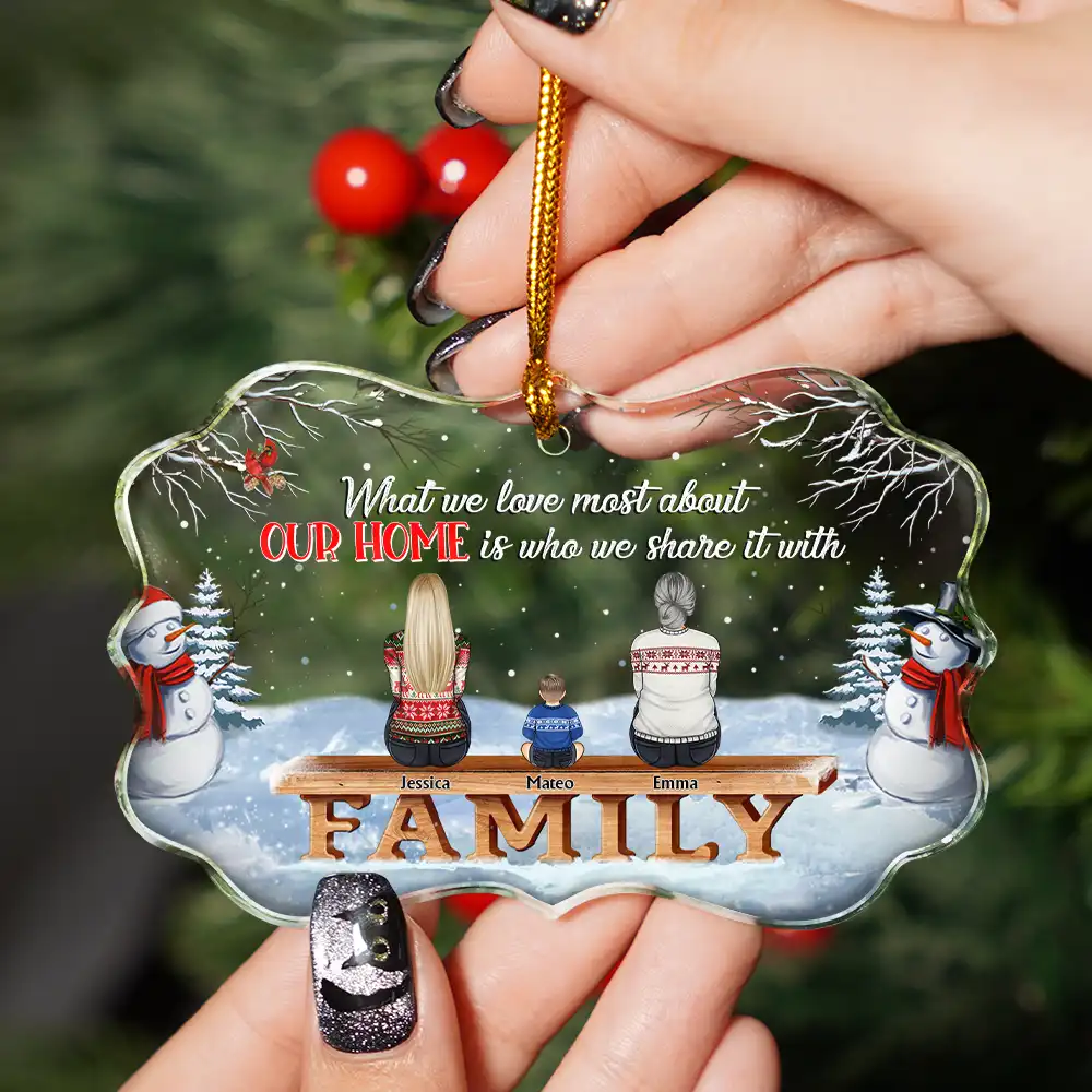 Family Where Begins And Love Never Ends Memorial - Personalized Medallion Glass Ornament - Image 2