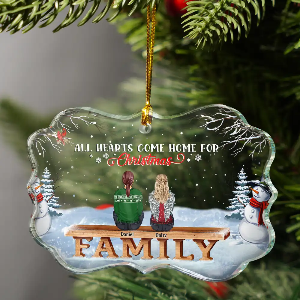 Family Where Begins And Love Never Ends Memorial - Personalized Medallion Glass Ornament - Image 3