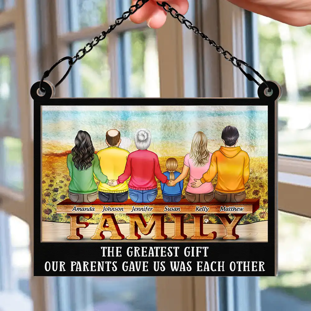 Family Where Begins The Love Never End - Personalized Window Hanging Suncatcher Ornament - Image 2