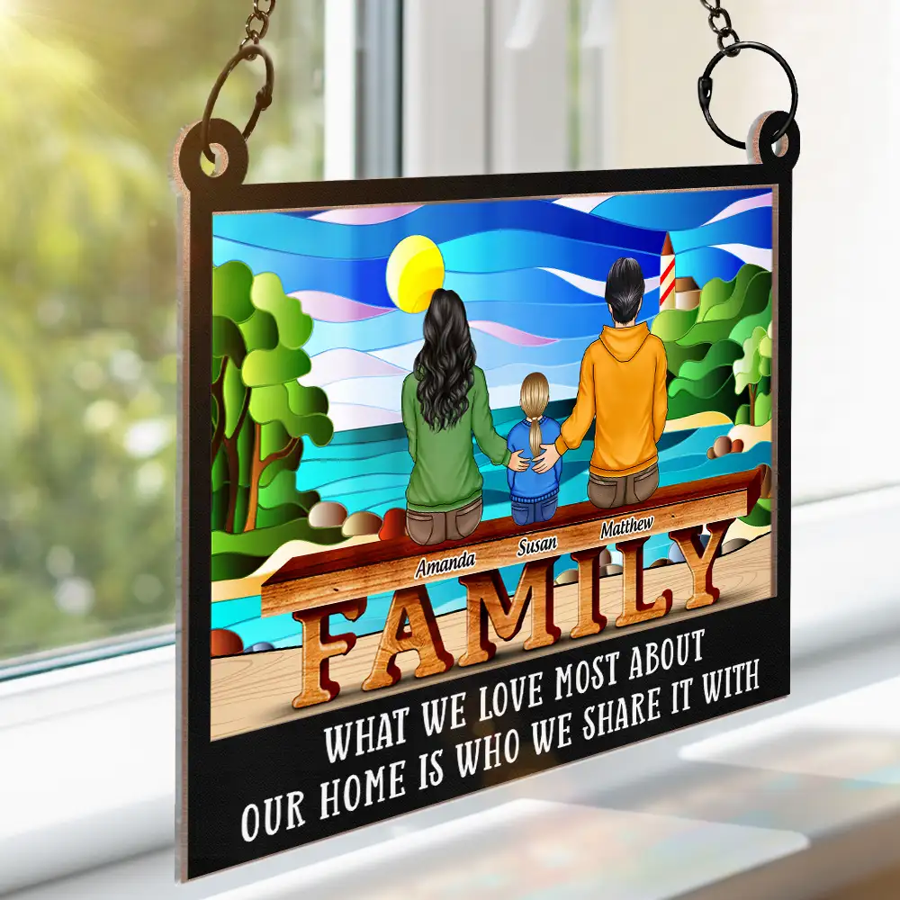 Family Where Begins The Love Never End - Personalized Window Hanging Suncatcher Ornament - Image 3
