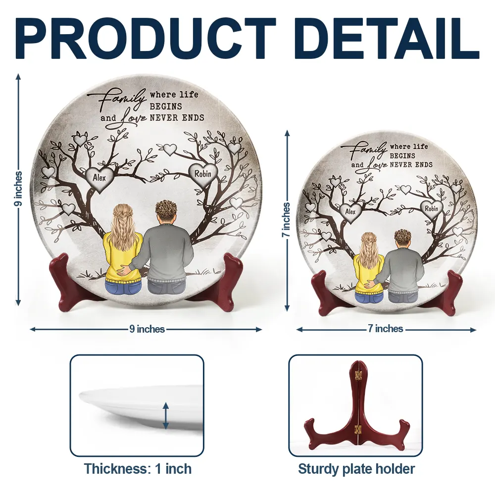 Family Where Life Begins And Love Never End - Personalized Ceramic Plate - Image 5