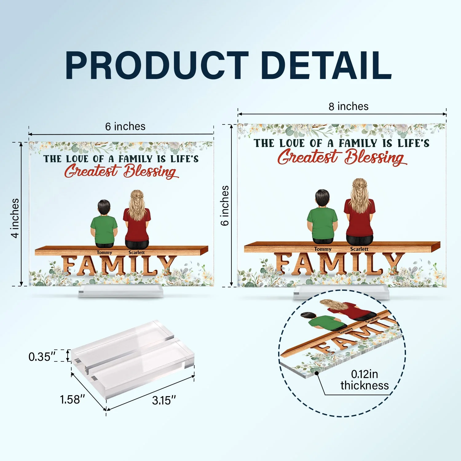 Family Where Life Begins And Love Never Ends - Memorial Gift - Family Gift - Personalized Custom Horizontal Rectangle Acrylic Plaque - Image 5