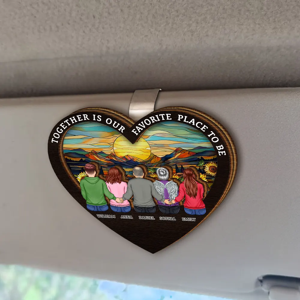 Family Where Life Begins And Love Never Ends - Personalized Custom Shaped Car Visor Clip - Image 2