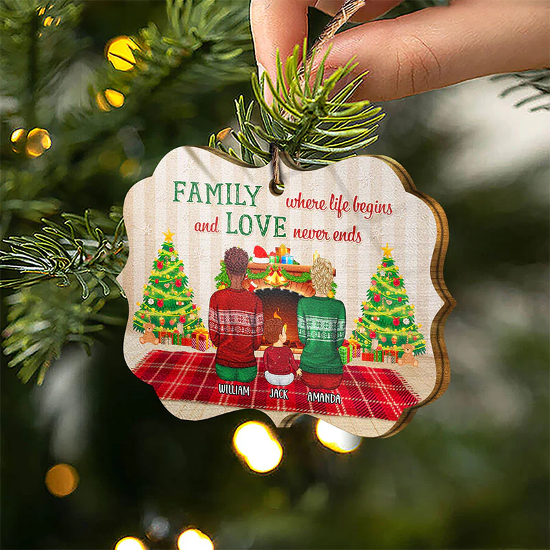 Family Will Always Be Close At Heart - Christmas Gift For Family - Personalized Custom Wooden Ornament - Image 2