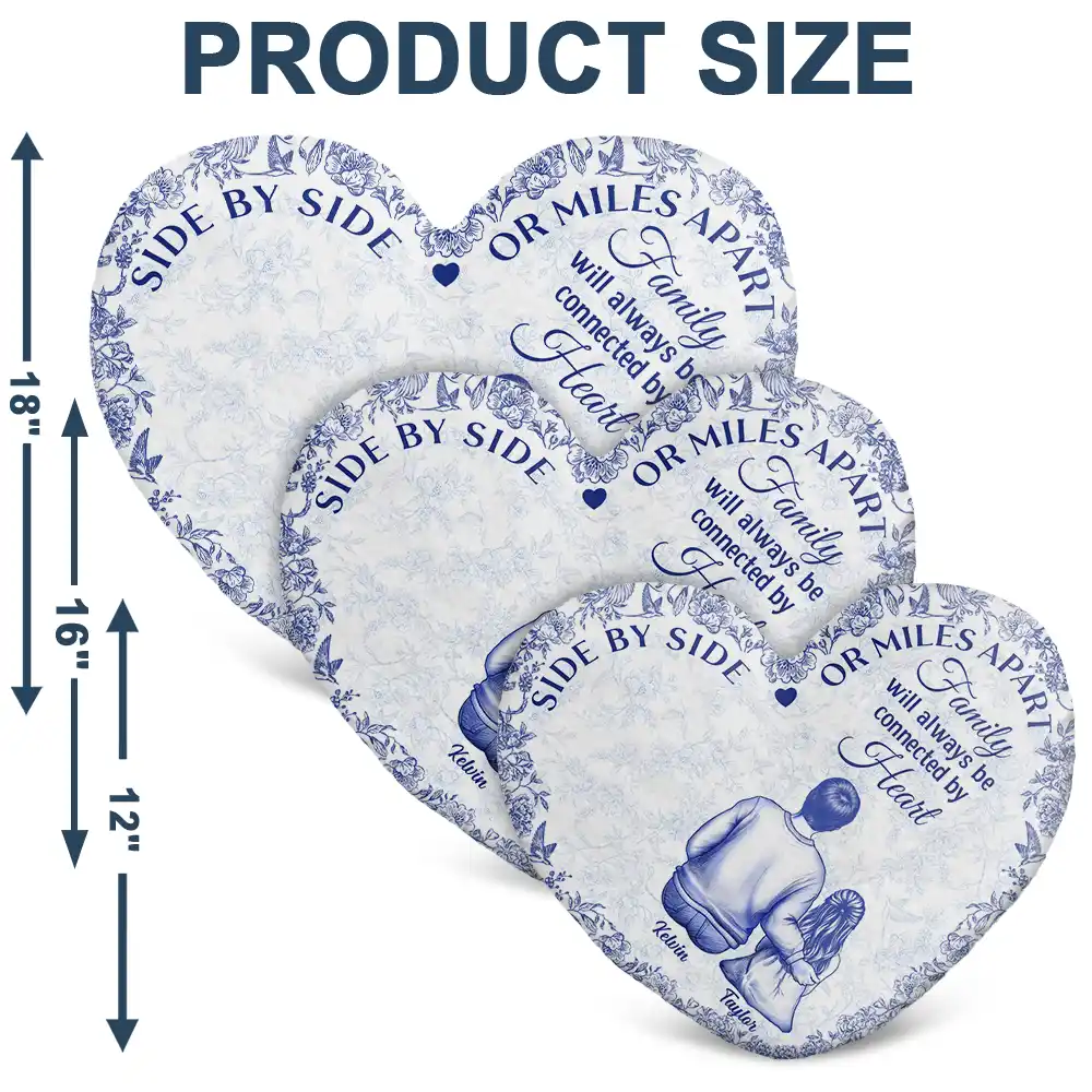 Family Will Always Be Connected By Heart - Personalized Heart Shaped Pillow - Image 6