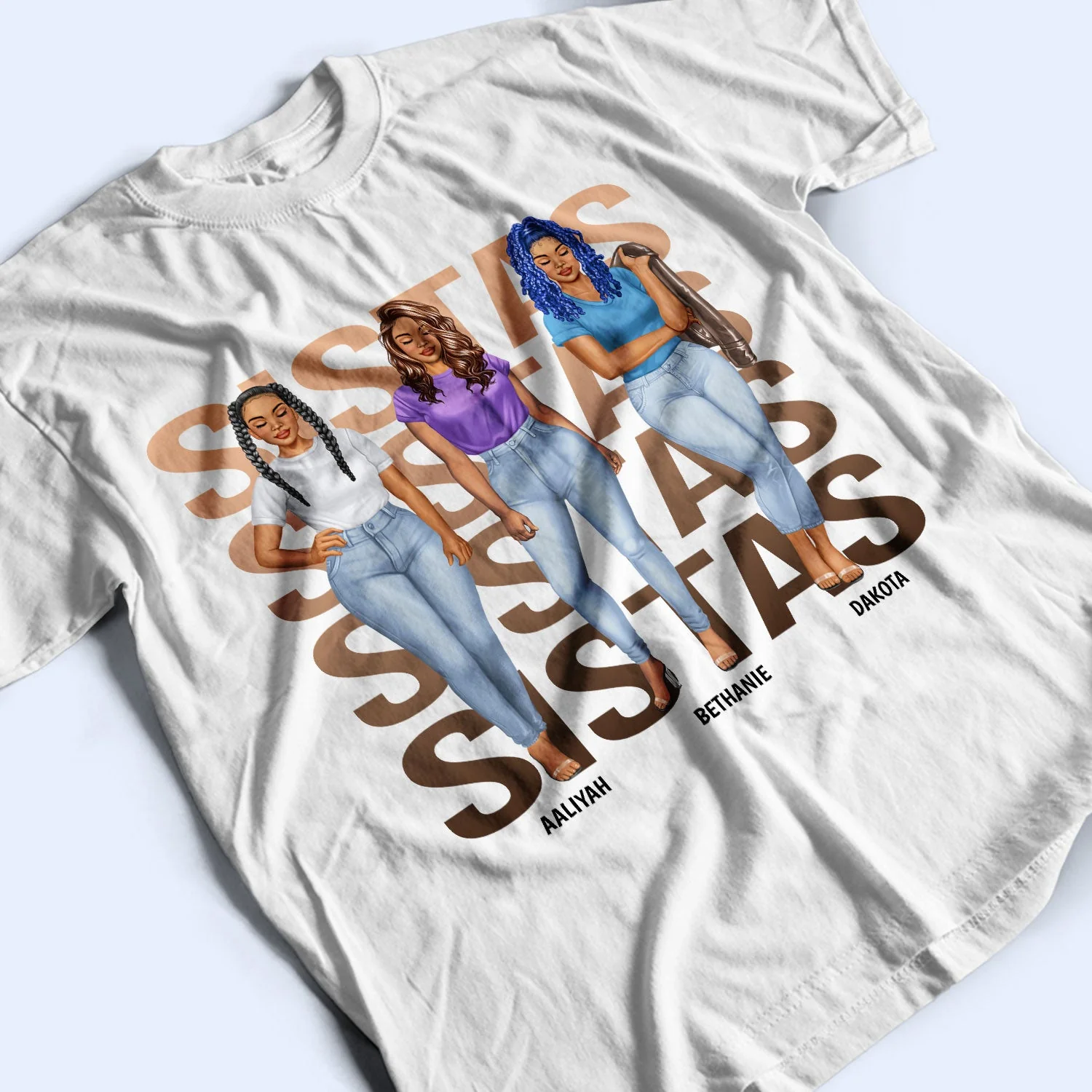 Fashion Girls Sistas - Gift For Sisters And Best Friends - Personalized T Shirt - Image 3