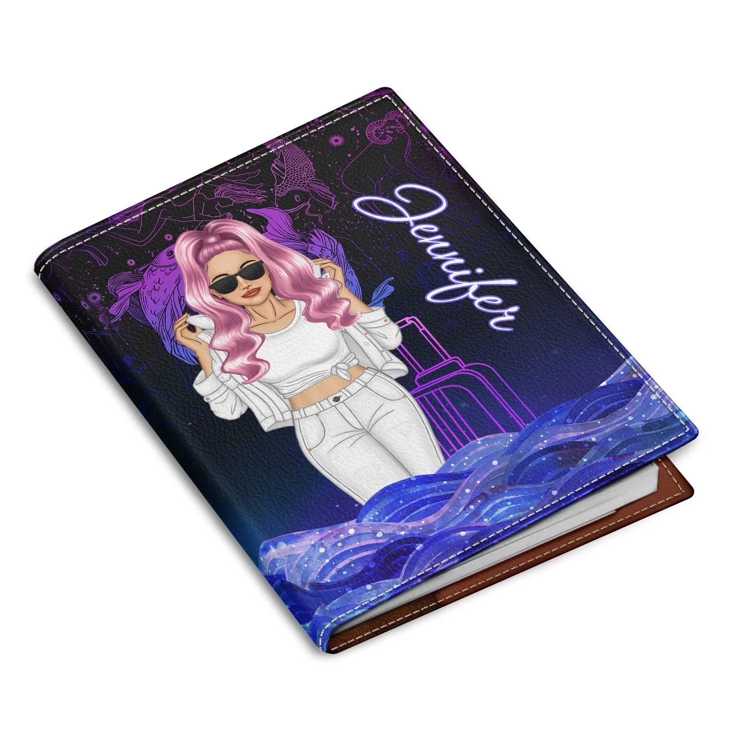 Fashion Zodiac Sign Girls My Horoscope Said To Travel - Personalized Custom Passport Cover, Passport Holder - Image 2