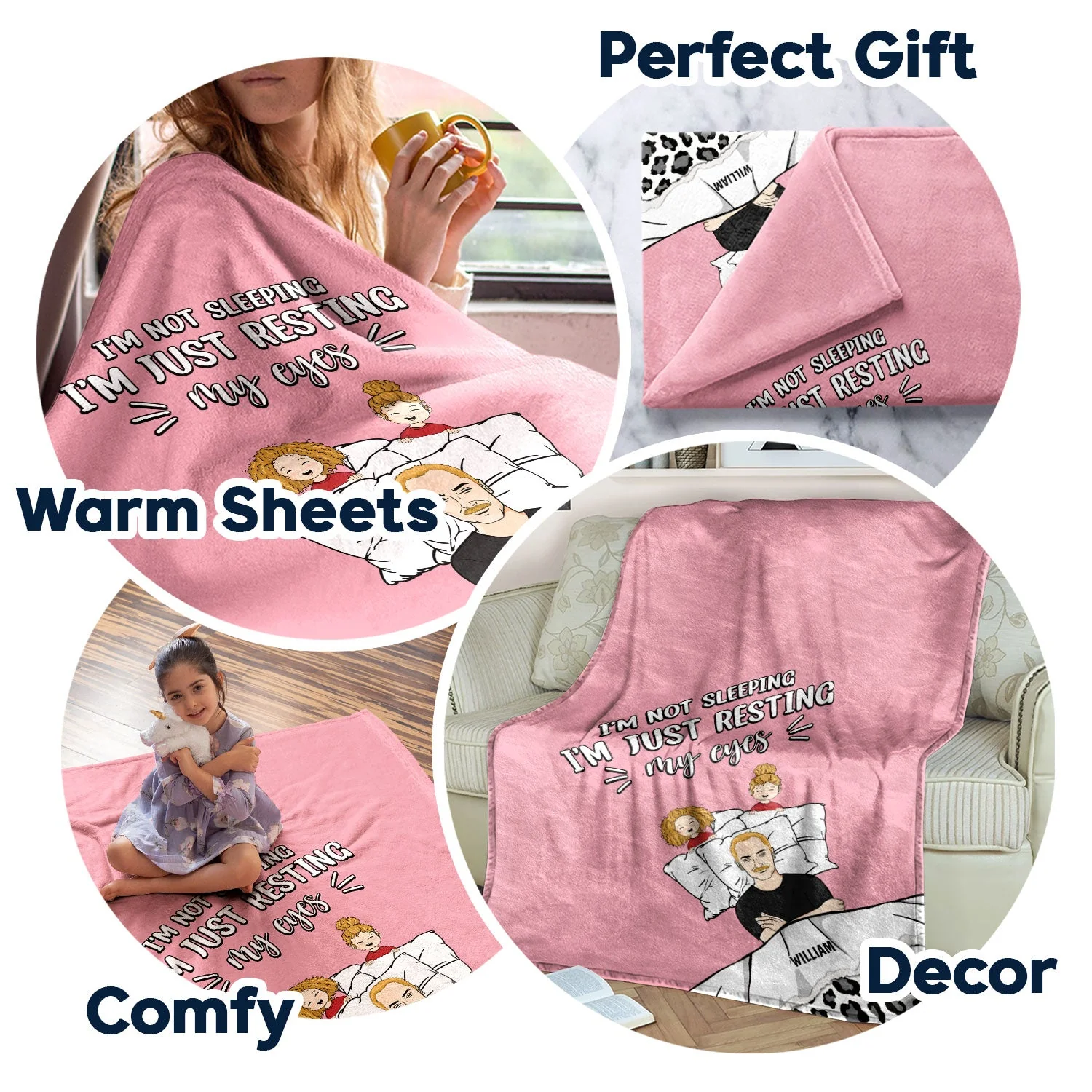 Father & Children I'm Not Sleeping - Gift For Dad, Gift For Grandpa - Personalized Custom Fleece Blanket - Image 5