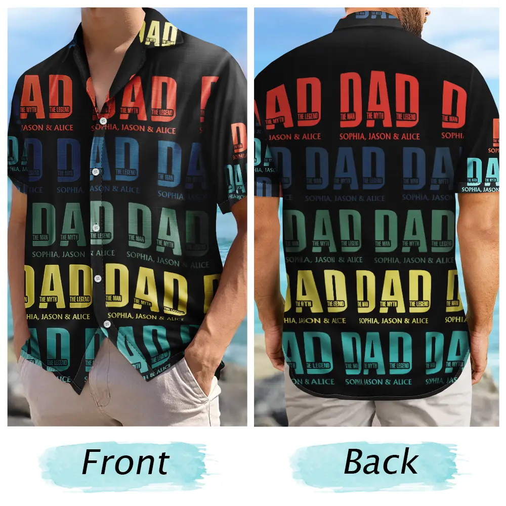 Father Dad The Man The Myth The Legend - Personalized Hawaiian Shirt - Image 5
