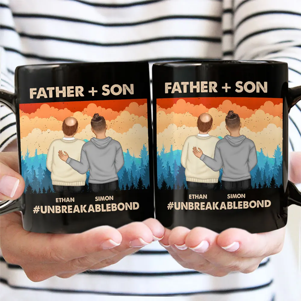 Father & Daughter Son Unbreakable Bond - Personalized Black Mug - Image 2