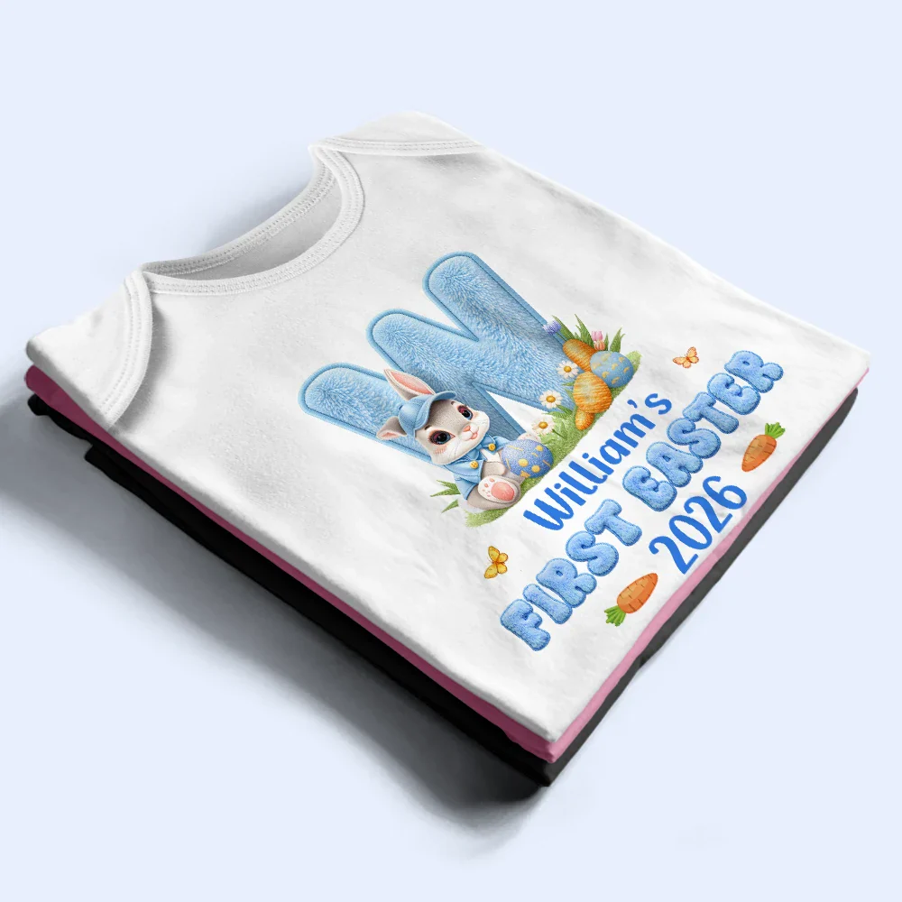 Faux Embroidery Effect Chenille Bunny Alphabet Letters - Personalized Baby Onesie - Image 3