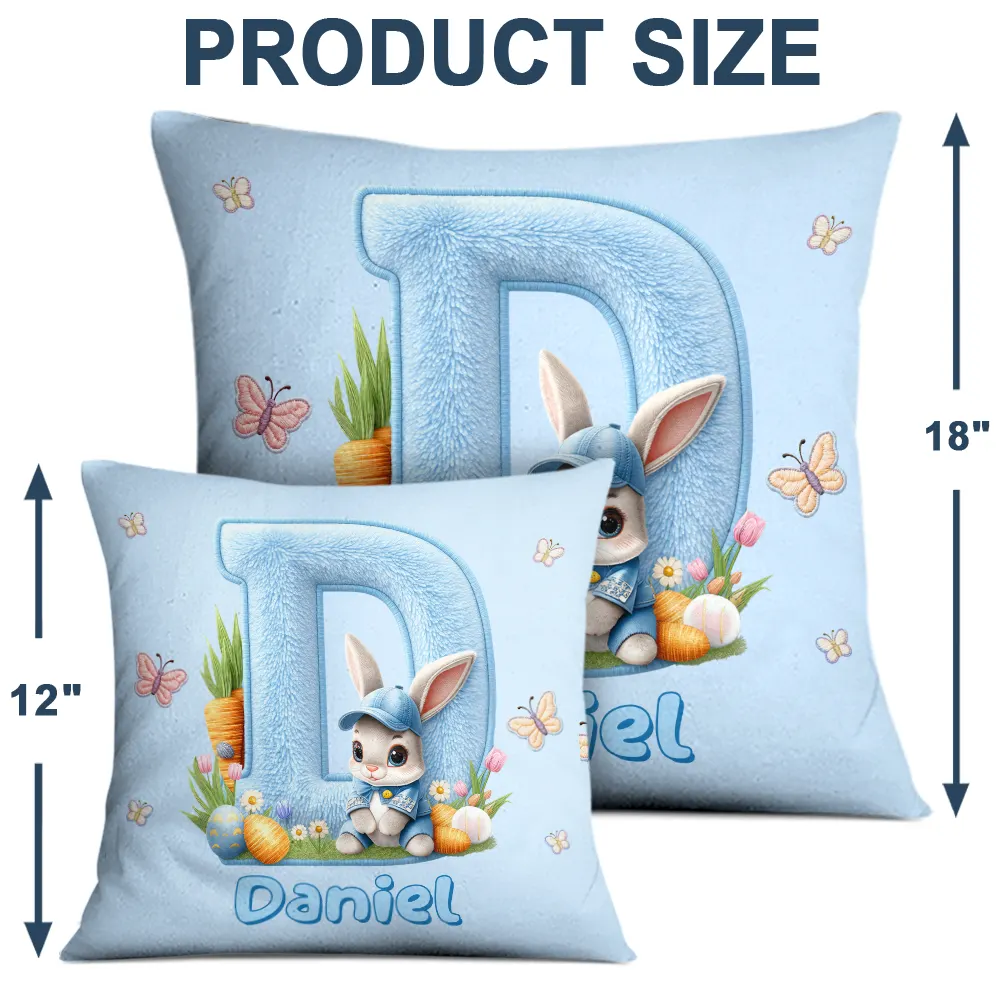 Faux Embroidery Effect Chenille Bunny Alphabet Letters - Personalized Pillow - Image 4