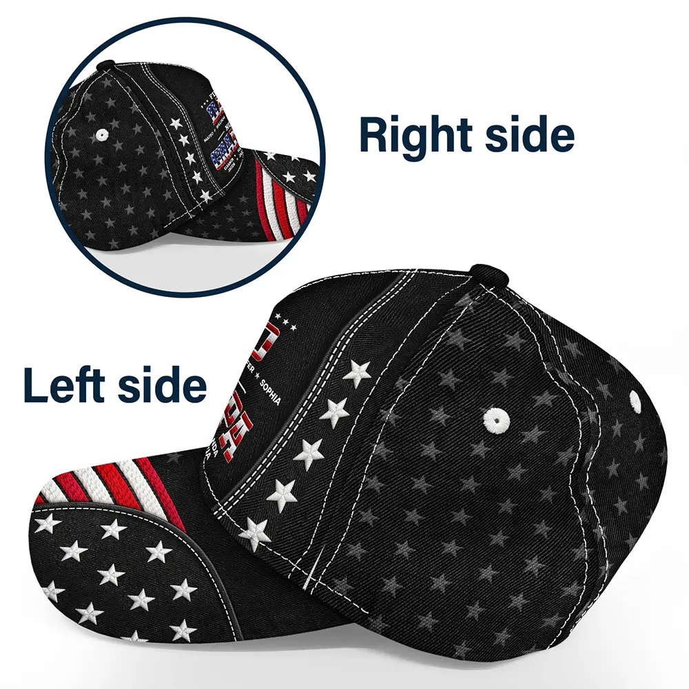 Faux Embroidery Effect First Dad Now Papa - Personalized Classic Cap - Image 3