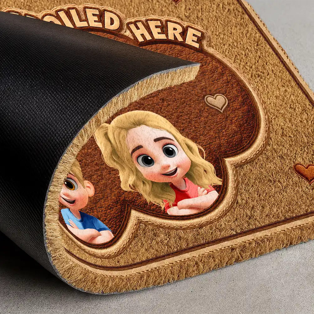 Faux Embroidery Effect Grandkids Spoiled Here - Personalized Coconut Doormat - Image 4