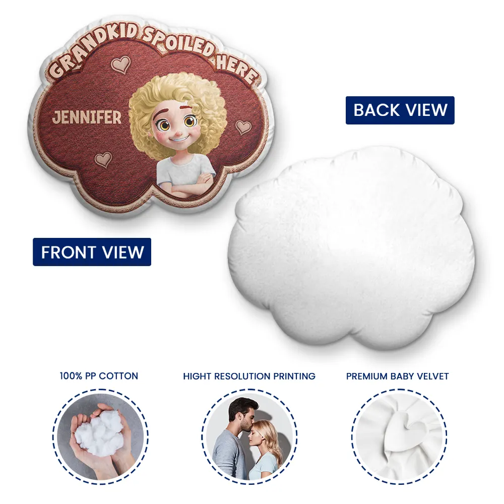 Faux Embroidery Effect Grandkids Spoiled Here - Personalized Custom Shaped Pillow - Image 3
