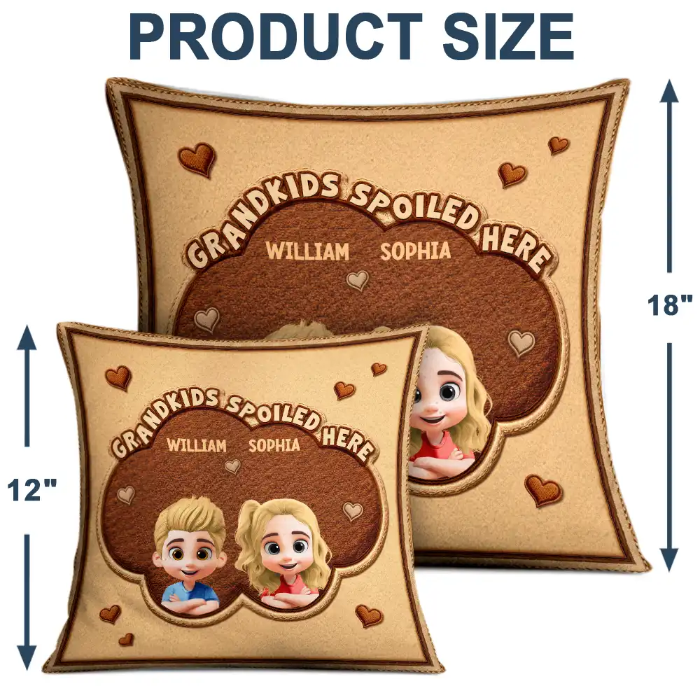 Faux Embroidery Effect Grandkids Spoiled Here - Personalized Pillow - Image 4