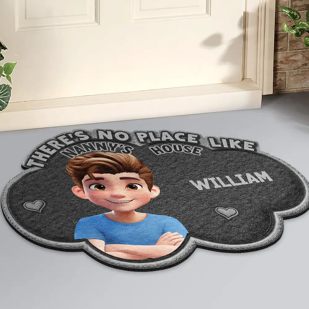 Faux Embroidery Effect There's No Place Like Grandma's House - Personalized Custom Shaped Doormat - Image 2