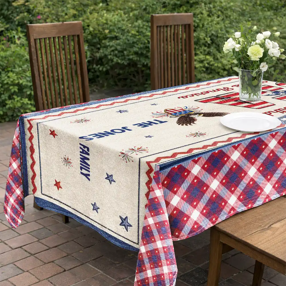 Faux Embroidery Effect USA 250 Years Freedom - Personalized Tablecloth - Image 5