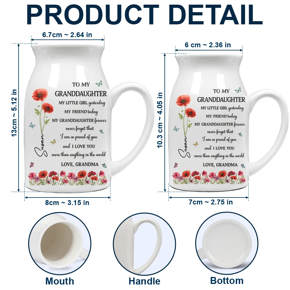 Faux Pressed Birth Flower My Daughter Forever - Personalized Ceramic Flower Vase - Image 4