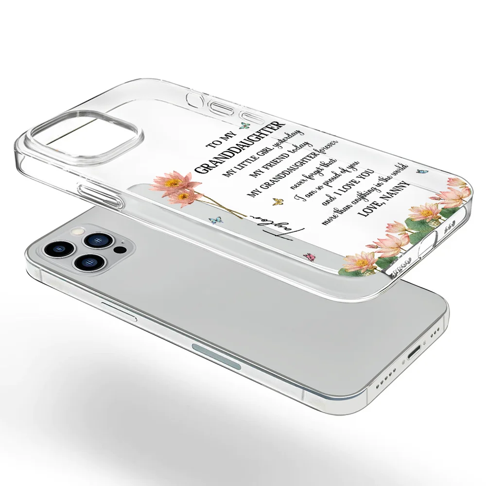 Faux Pressed Birth Flower My Daughter Forever - Personalized Clear Phone Case - Image 5