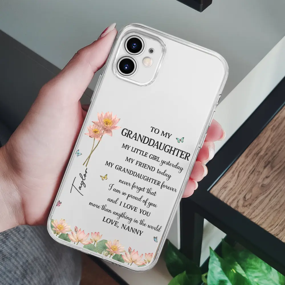 Faux Pressed Birth Flower My Daughter Forever - Personalized Clear Phone Case - Image 6