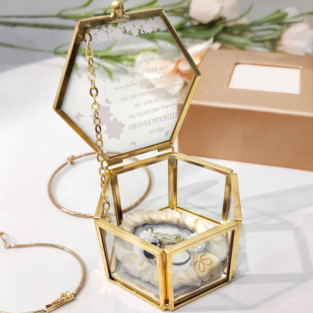 Faux Pressed Birth Flower My Daughter Forever - Personalized Glass Jewelry Box - Image 4