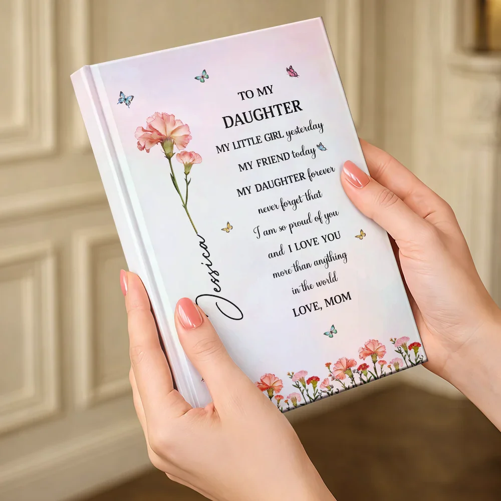 Faux Pressed Birth Flower My Daughter Forever - Personalized Hardcover Journal - Image 4