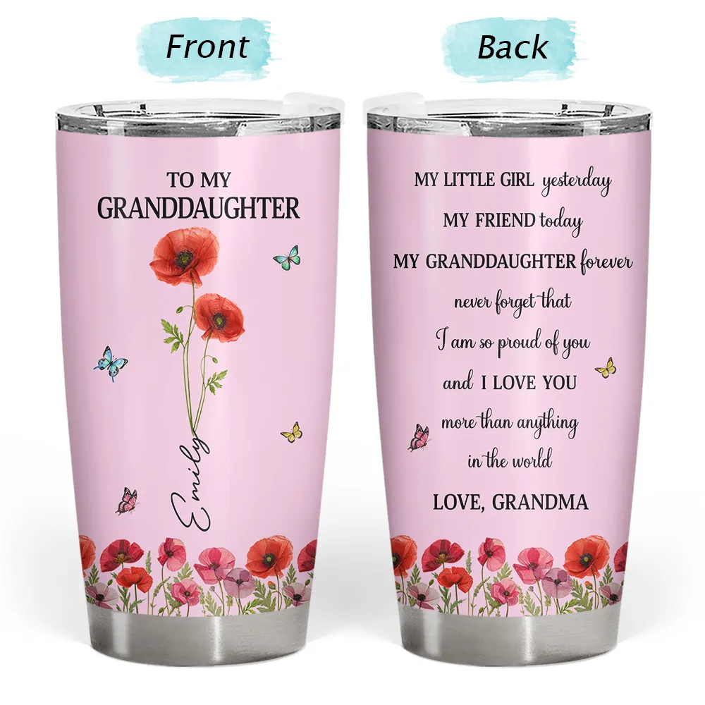 Faux Pressed Birth Flower My Daughter Forever - Personalized Tumbler - Image 3