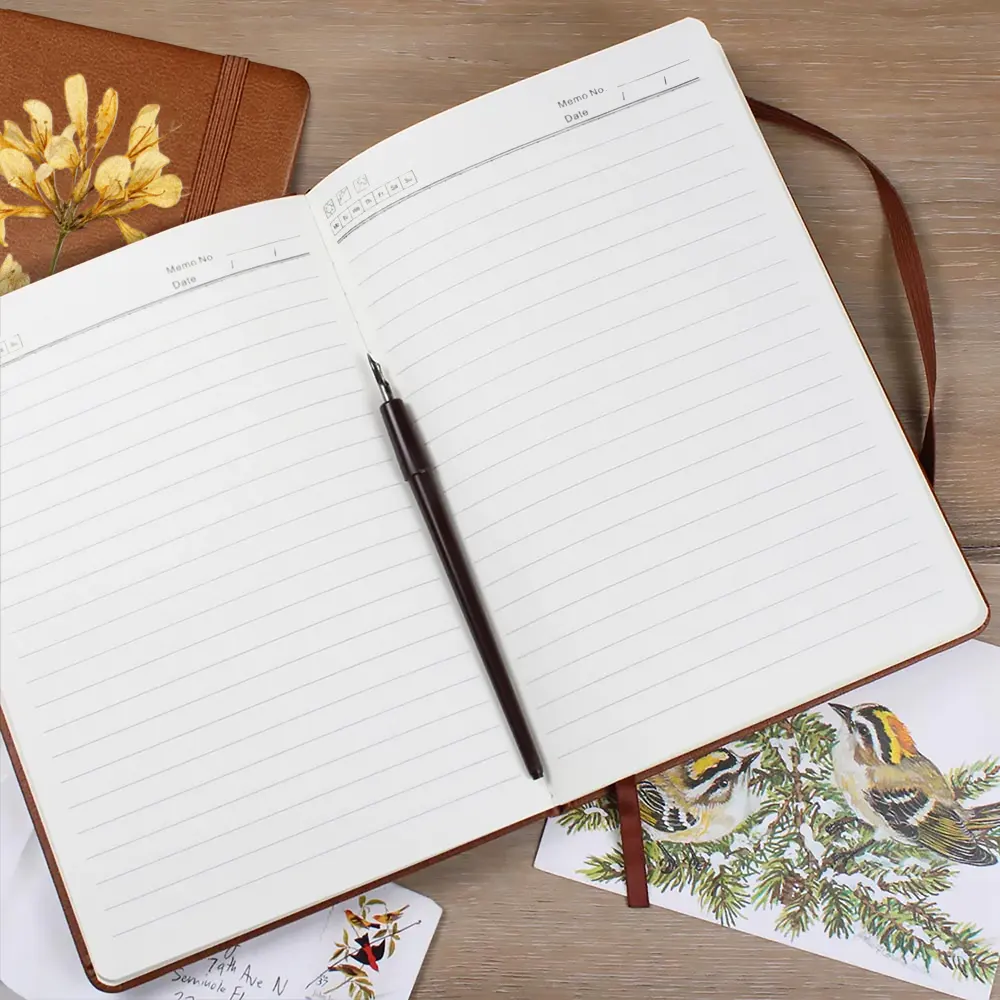 Faux Pressed Effect Birth Flower Blooming In Love - Personalized Leather Journal - Image 2
