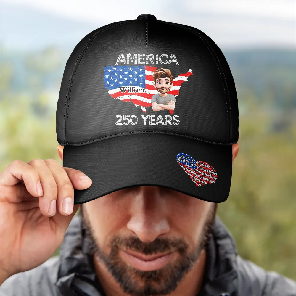 Faux Rhinestone America 250 Years - Personalized Classic Cap - Image 4