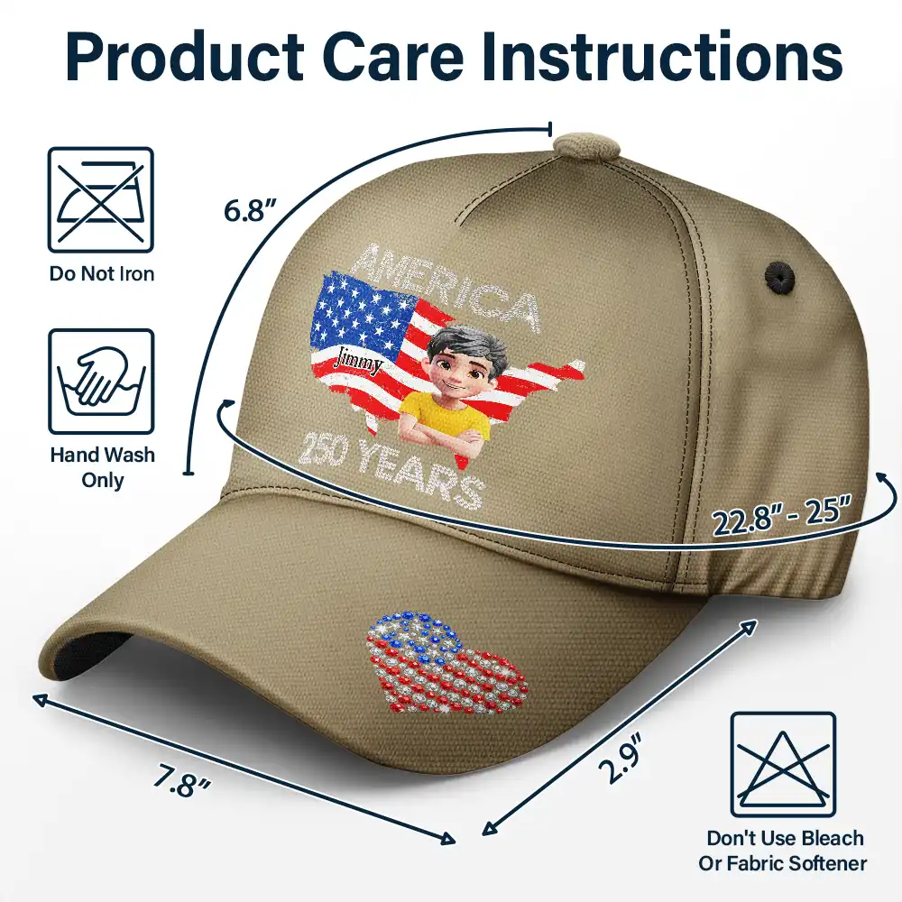 Faux Rhinestone America 250 Years - Personalized Classic Cap - Image 6