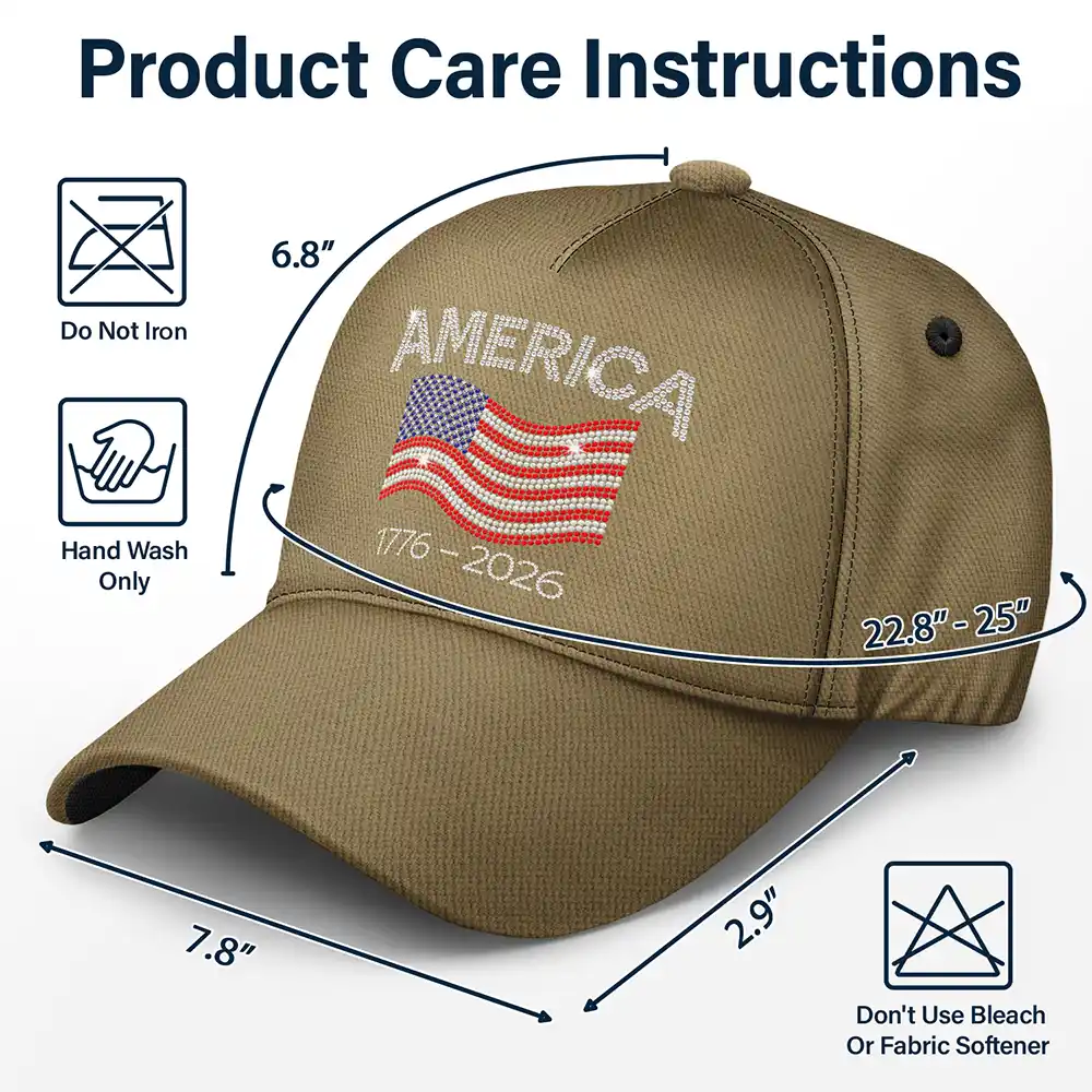 Faux Rhinestone Effect USA Stars And Stripes - Classic Cap - Image 6