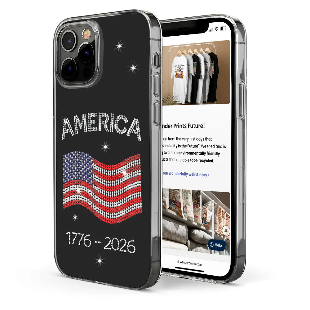 Faux Rhinestone Effect USA Stars And Stripes - Clear Phone Case - Image 5
