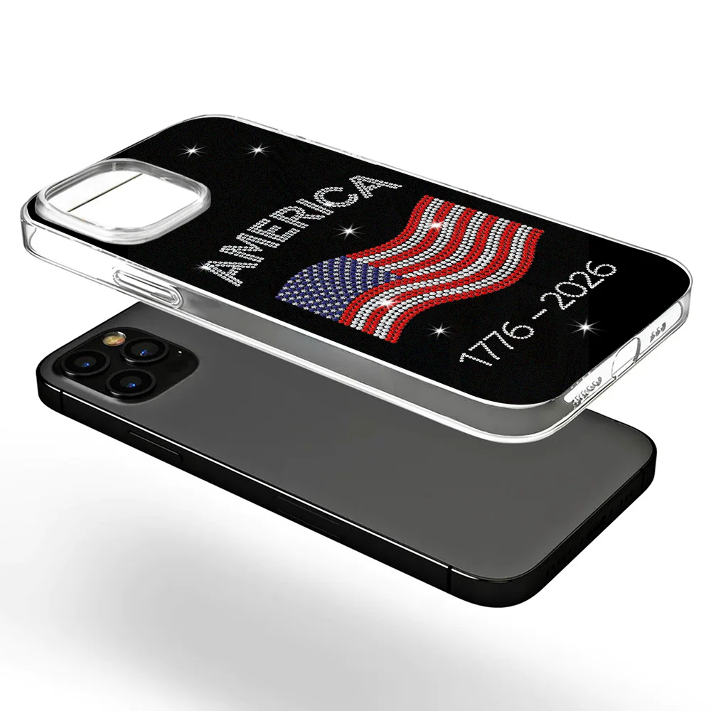 Faux Rhinestone Effect USA Stars And Stripes - Clear Phone Case - Image 6