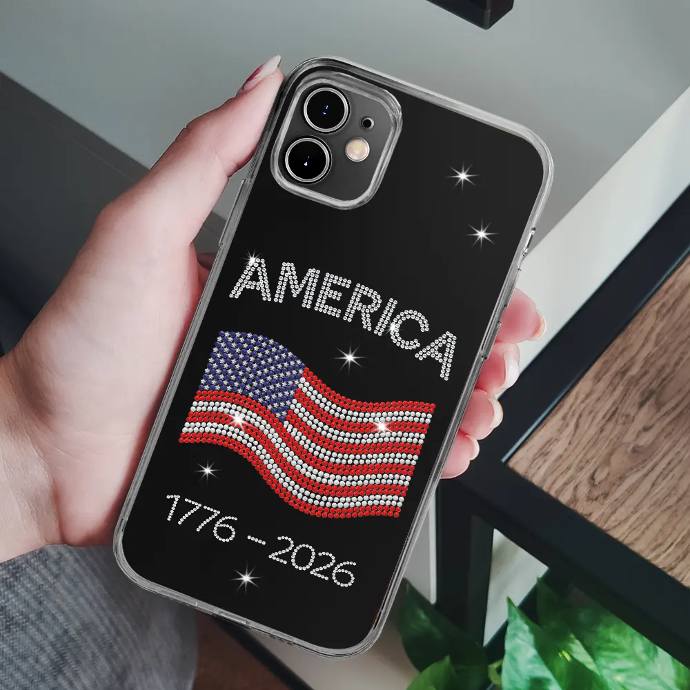 Faux Rhinestone Effect USA Stars And Stripes - Clear Phone Case - Image 7