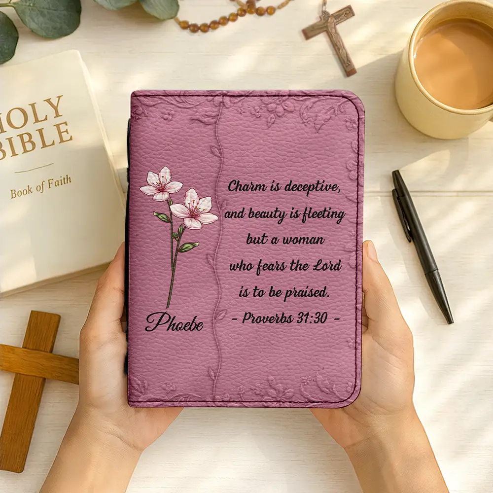 Favorite Bible Verse With Birth Month Flower - Personalized Bible Cover - Image 2