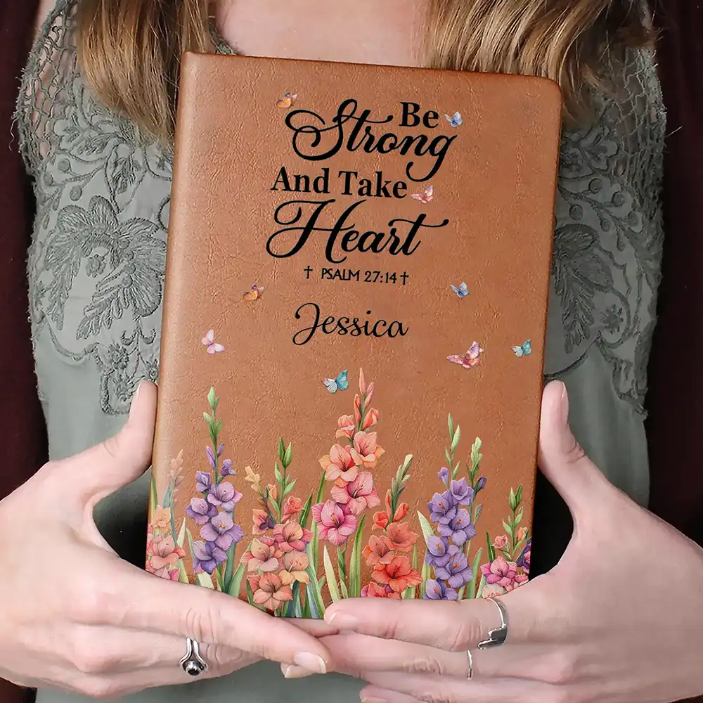 Favorite Bible Verse With Birth Month Flower - Personalized Leather Journal - Image 4