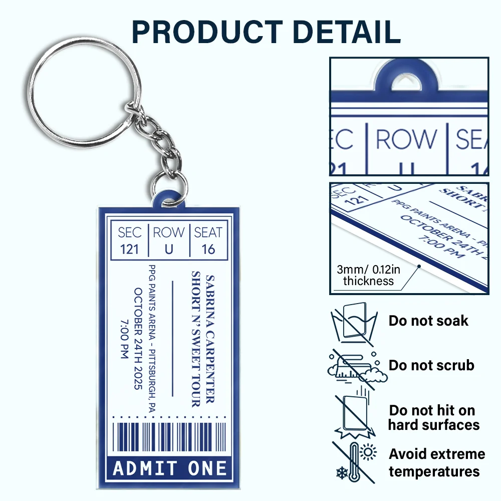 Favorite Concert Ticket - Personalized Acrylic Keychain - Image 6